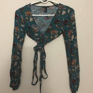 Cropped Floral Wrap Top